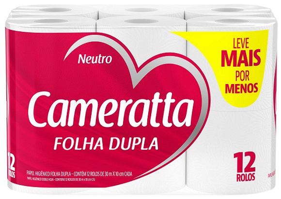 PAPEL HIGIENICO FOLHA DUPLA 30M CAMERATTA 12UN NEUTRO