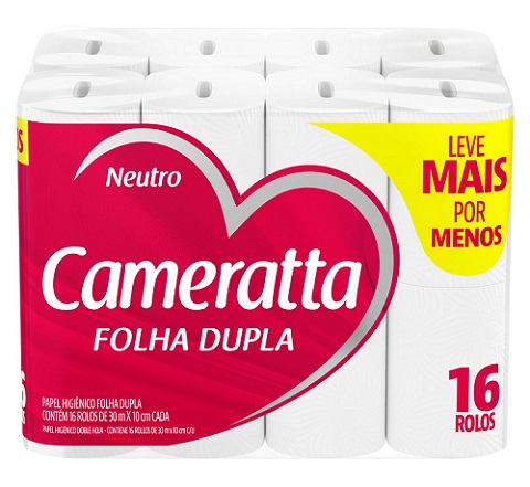 PAPEL HIGIENICO FOLHA DUPLA 30M CAMERATTA 16UN NEUTRO