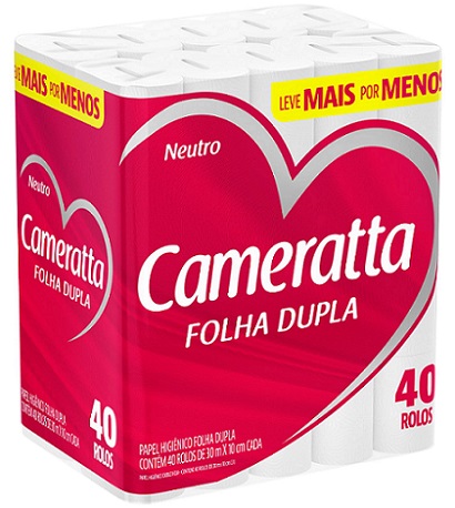 PAPEL HIGIENICO FOLHA DUPLA 30M CAMERATTA 40UN NEUTRO