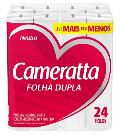 PAPEL HIGIENICO FOLHA DUPLA 30M CAMERATTA 24UN NEUTRO