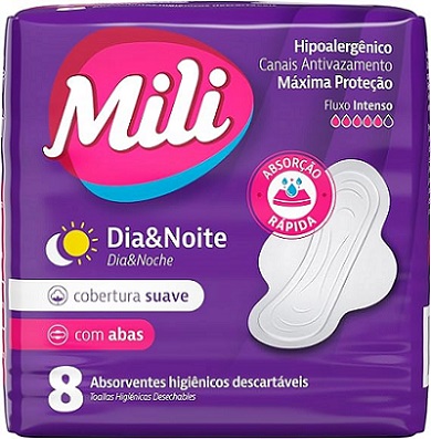 ABSORVENTE MILI DIA E NOITE SUAVE COM ABAS 8UN