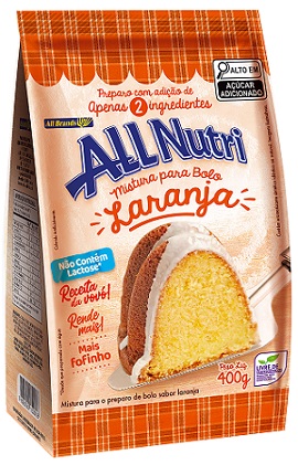 MISTURA BOLO ALLNUTRI POUCH 400G LARANJA