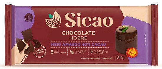 CHOCOLATE BARRA MEIO AMARGO SICAO 1,01KG NOBRE CHOCOLATE BARRA MEIO AMARGO SICAO 1,01KG NOBRE
