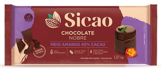 CHOCOLATE BARRA MEIO AMARGO SICAO 1,01KG NOBRE