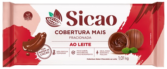 COBERTURA BARRA AO LEITE MAIS SICAO 1,01KG FR COBERTURA BARRA AO LEITE MAIS SICAO 1,01KG FR