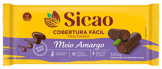 COBERTURA BARRA MEIO AMARGO FACIL SICAO 1,01KG FR COBERTURA BARRA MEIO AMARGO FACIL SICAO 1,01KG FR