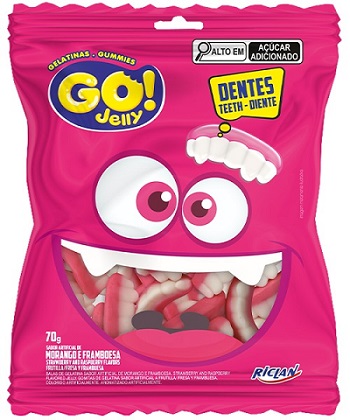 BALA GELATINA DENTE GO JELLY 70G MOR/FRAMB