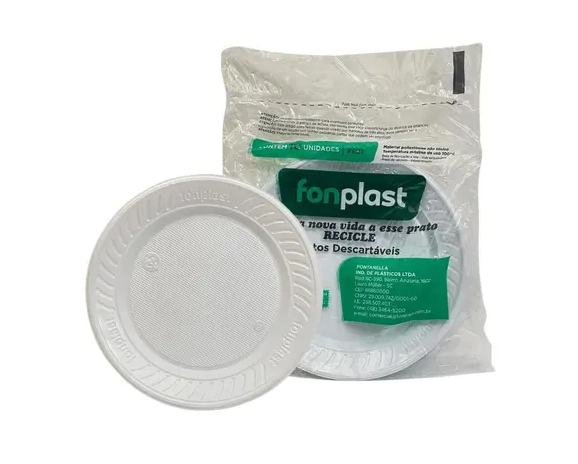 PRATO PLASTICO RASO 15CM FONPLAST 10UN