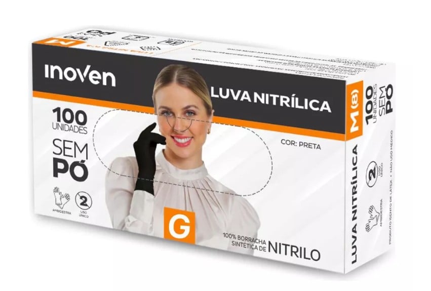 LUVAS NITRILICA INOVEN PRETA G C/100 UN