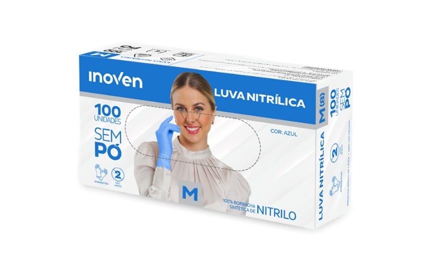 LUVAS NITRILICA INOVEN AZUL M C/100 UN