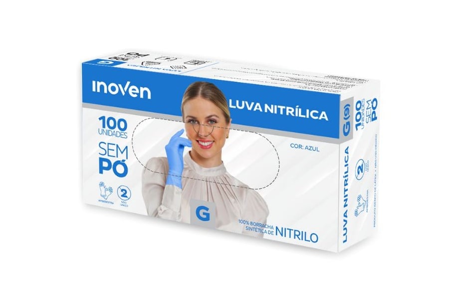 LUVAS NITRILICA INOVEN AZUL G C/100 UN