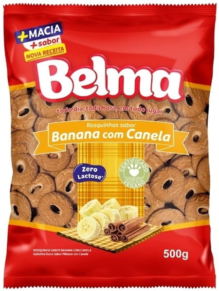 BISCOITO ROSQUINHA BELMA 500G BANANA COM CANELA