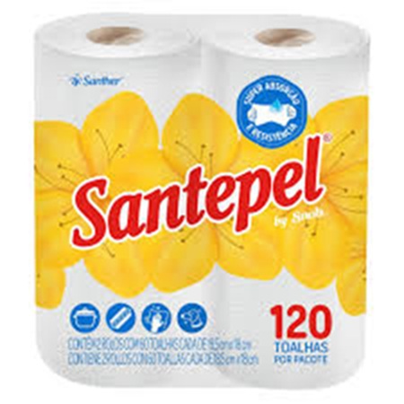 TOALHA PAPEL ROLO 120FL SANTEPEL C/2X60 BR TOALHA PAPEL ROLO 120FL SANTEPEL C/2X60 BR