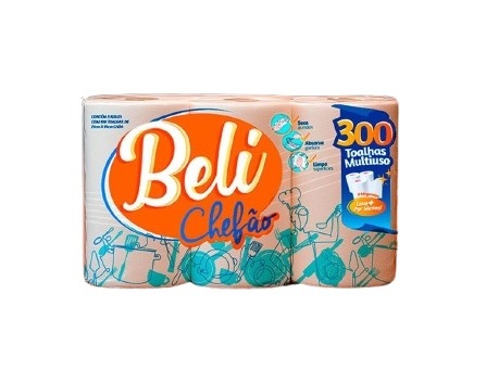 TOALHA PAPEL ROLO 300F BELICHEFAO C/3X100F
