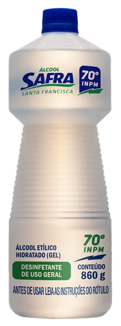 ALCOOL GEL 70G SAFRA 860G BACTERICIDA