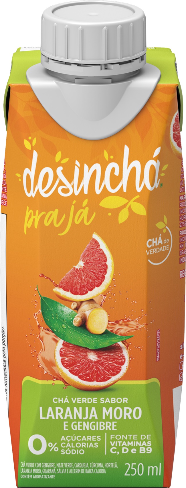 CHA VERDE DESINCHA 250ML LARANJA GENGIBR