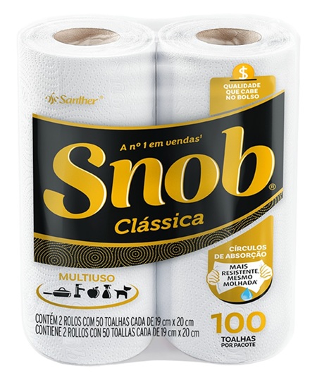 TOALHA PAPEL RL 100FL SNOB C/2X50 BR
