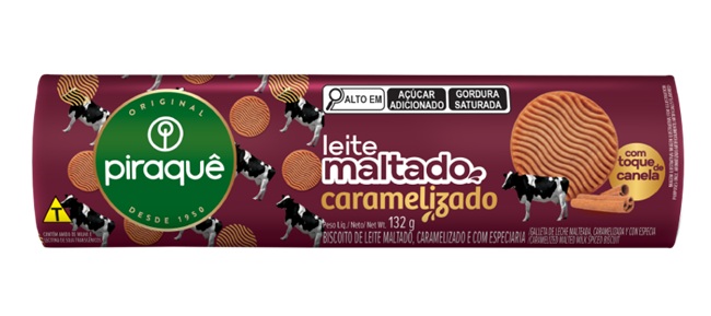 BISCOITO PIRAQUE 132G LEITE MALTADO CARAMELIZADO