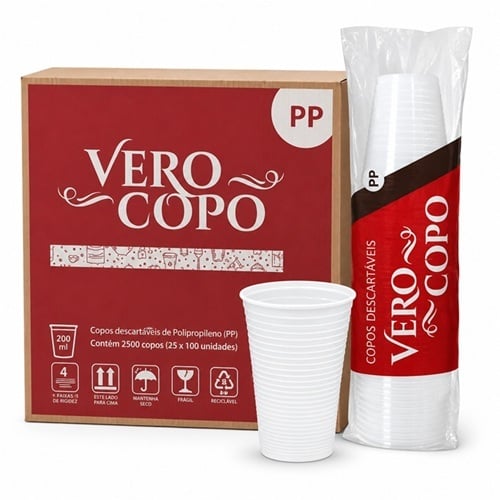 COPO DESCARTAVEL PP VEROCOPO 100X200ML BRANCO