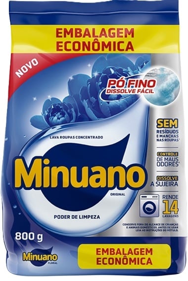 LAVA ROUPAS EM PO MINUNAO SACHE 800G AZUL