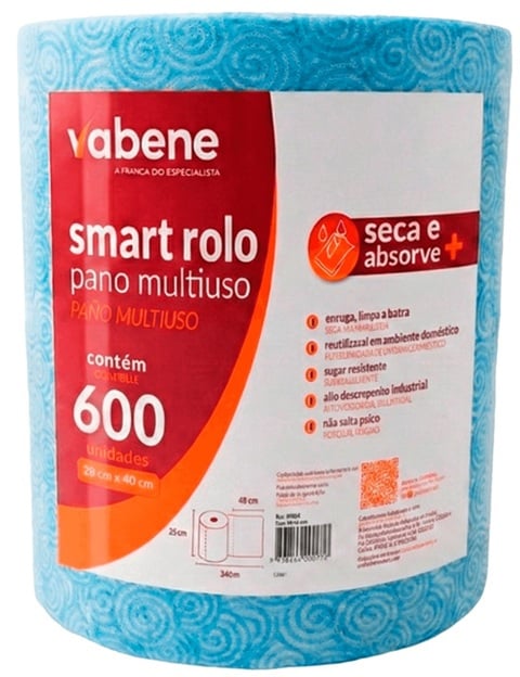 PANO MULTI USO ROLO VABENE 40X28CM AZUL 600UN