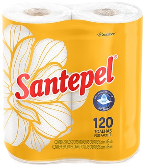 TOALHA PAPEL ROLO 120FL SANTEPEL C/2X60 BR