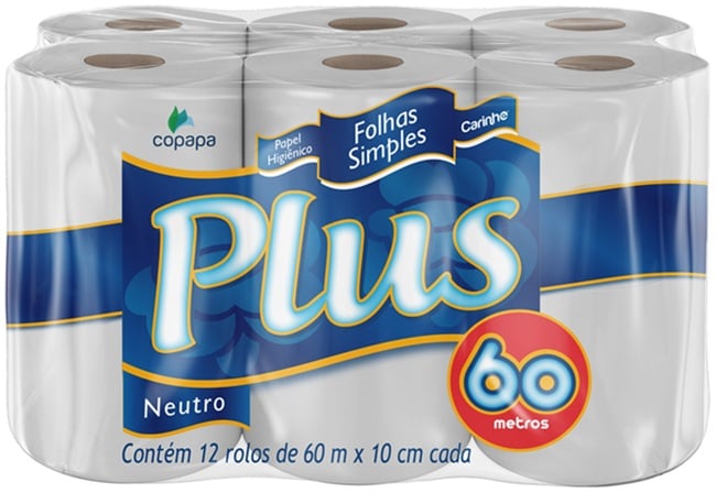PAPEL HIG F SIMP 60M PLUS C/12UN NEUTRO