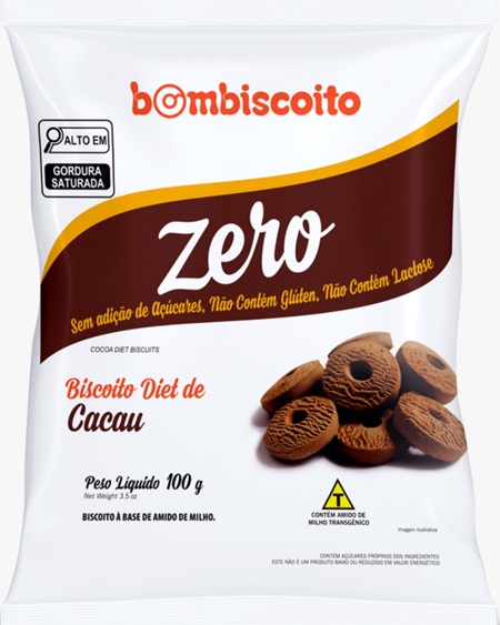BOMBISCOITO SEQUILHOS DIET 100G CACAU