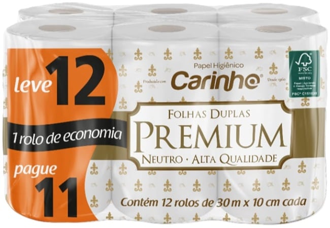 PAPEL HIG F DUP 30M CARINHO C/12UN NEUTR