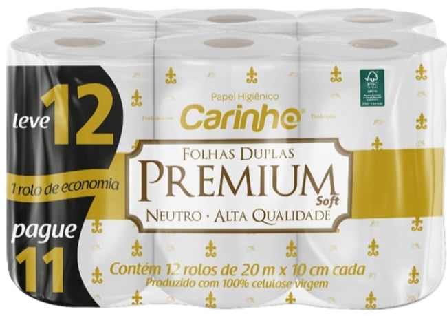 PAPEL HIG F DUP 20M CARINHO C/12UN NEUTR