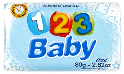 SABONETE INFANTIL 123 BABY 80G AZUL CREMOSO 