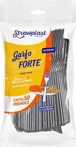 GARFO DESCARTAVEL STRAWPLAST FORTE PRATA C/50