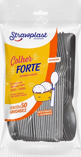 COLHER DESCARTAVEL STRAWPLAST FORTE PRATA  C/50