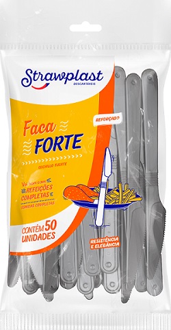 FACA DESCARTÁVEL STRAWPLAST FORTE PRATA C/50 FACA DESCARTÁVEL STRAWPLAST FORTE PRATA C/50