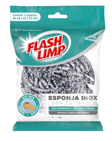 ESPONJA FLASHLIMP AÇO INOX LIMPEZA PESADA