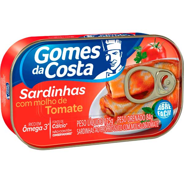 SARDINHA GOMES DA COSTA 125G COM MOLHO DE TOMATE