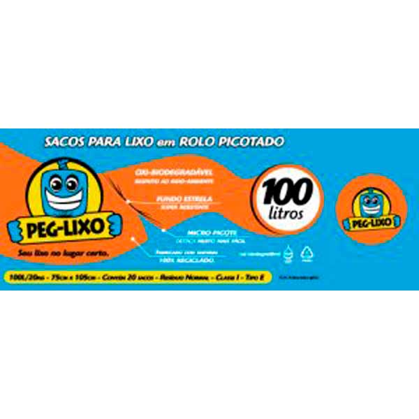 SACO PARA LIXO ROLO PEG LIXO AZUL 100L 20UN 