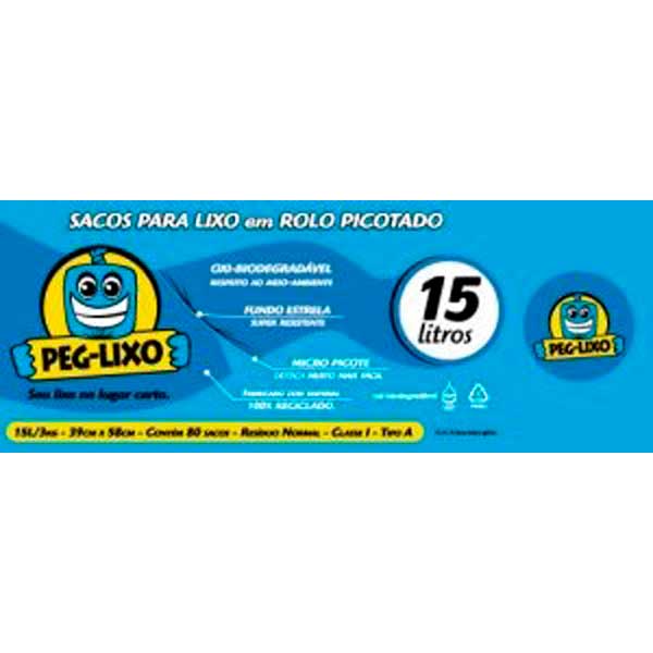 SACO PARA LIXO ROLO PEG LIXO AZUL  15L 80UN 