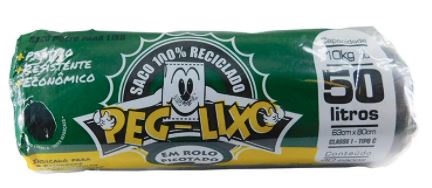 SACO PARA LIXO ROLO PEG LIXO PTO  50L 40UN 