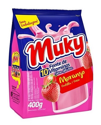 BEBIDA LACTEA PÓ MUKY PACOTE 400G MORANGO