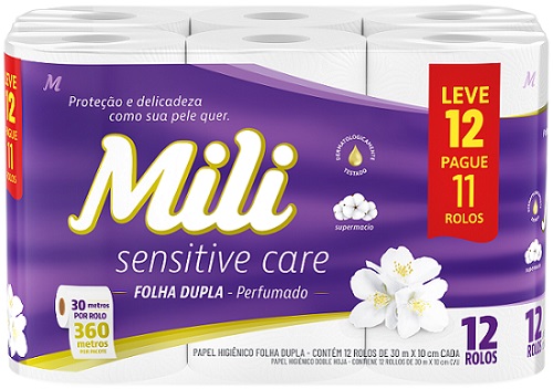 PAPEL HIGIENICO FOLHA DUPLA 30M MILI L12 P11 PERFUMADO