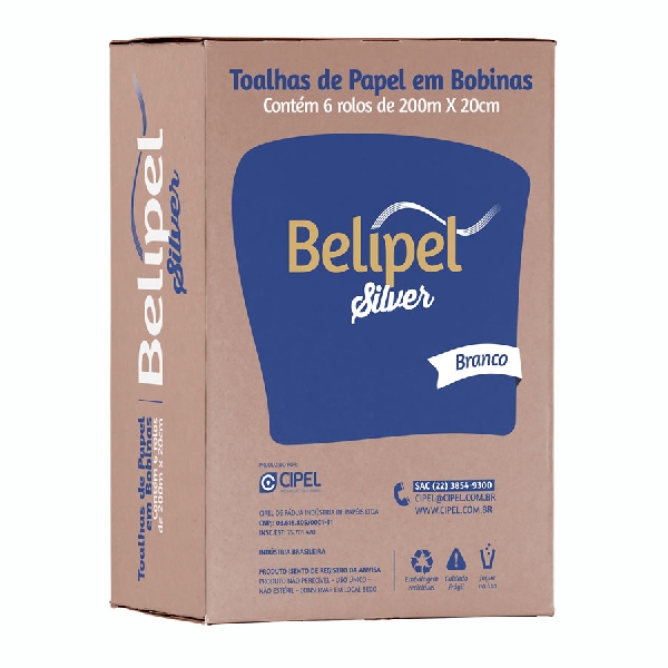 TOALHA PAPEL BOBINA BELIPEL SILVER 200M