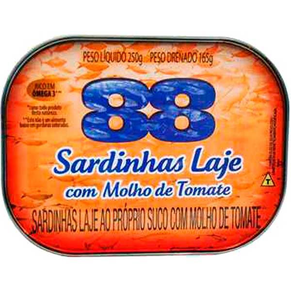 SARDINHA 88 LAJE 250G COM MOLHO DE TOMATE 