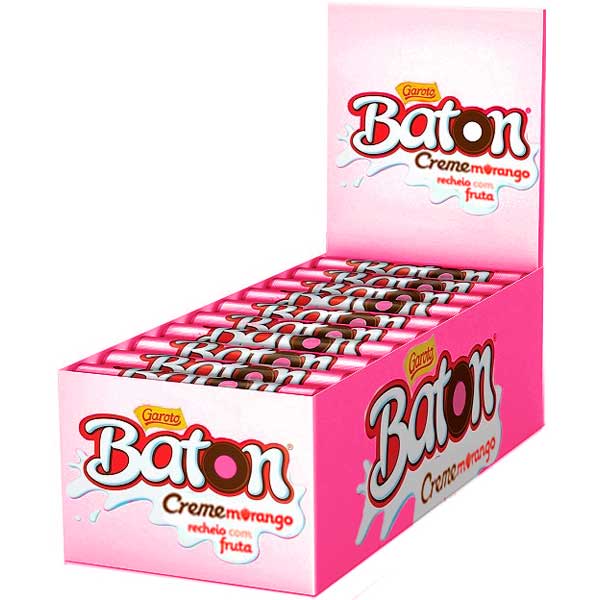 CHOCOLATE GAROTO BATON 16G CREME/MORANGO