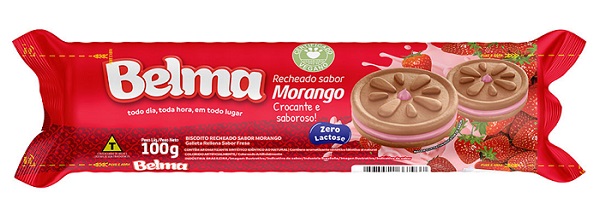 BISCOITO RECHEADO 100G BELMA MORANGO