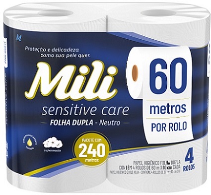 PAPEL HIGIENICO FOLHA DUPLA 60M MILI C/04UN NEUTRO