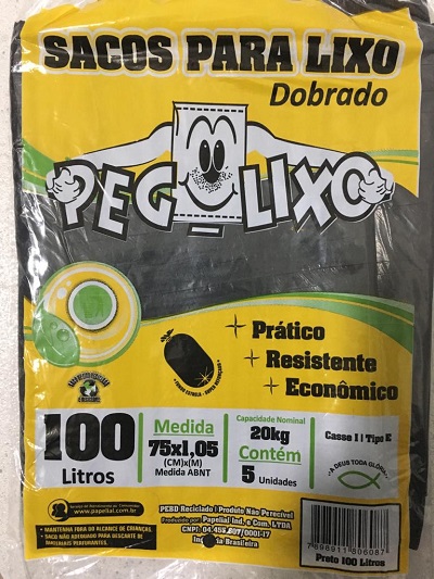 SACOS PARA LIXO ALMOF PEG LIXO PTO 100L 5UN 