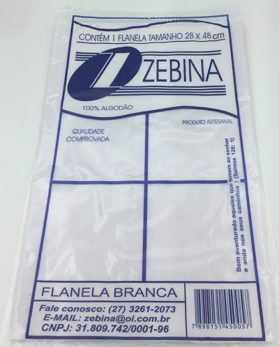 FLANELA 28X48CM EMB UND ZEBINA BRANCA 