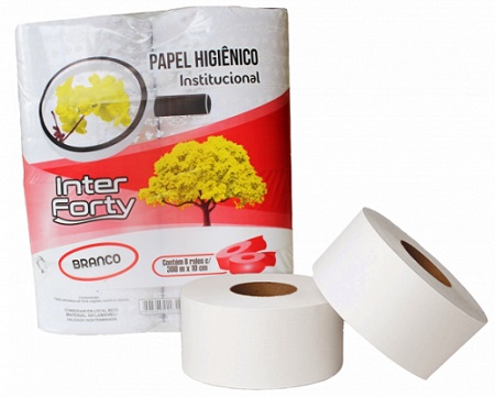 PAPEL HIGIENICO ROLAO 300M INTERFORTY BRANCO SIMPLES