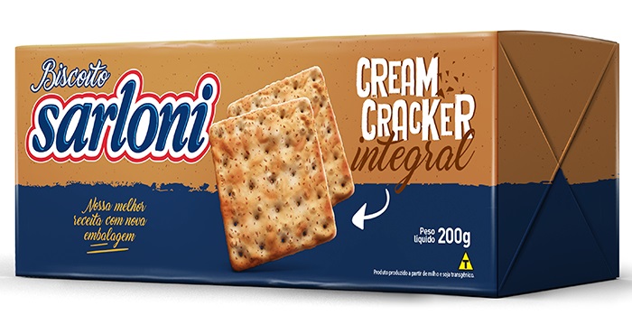 BISCOITO SARLONI 200G CREAM CRACKER INTEGRAL